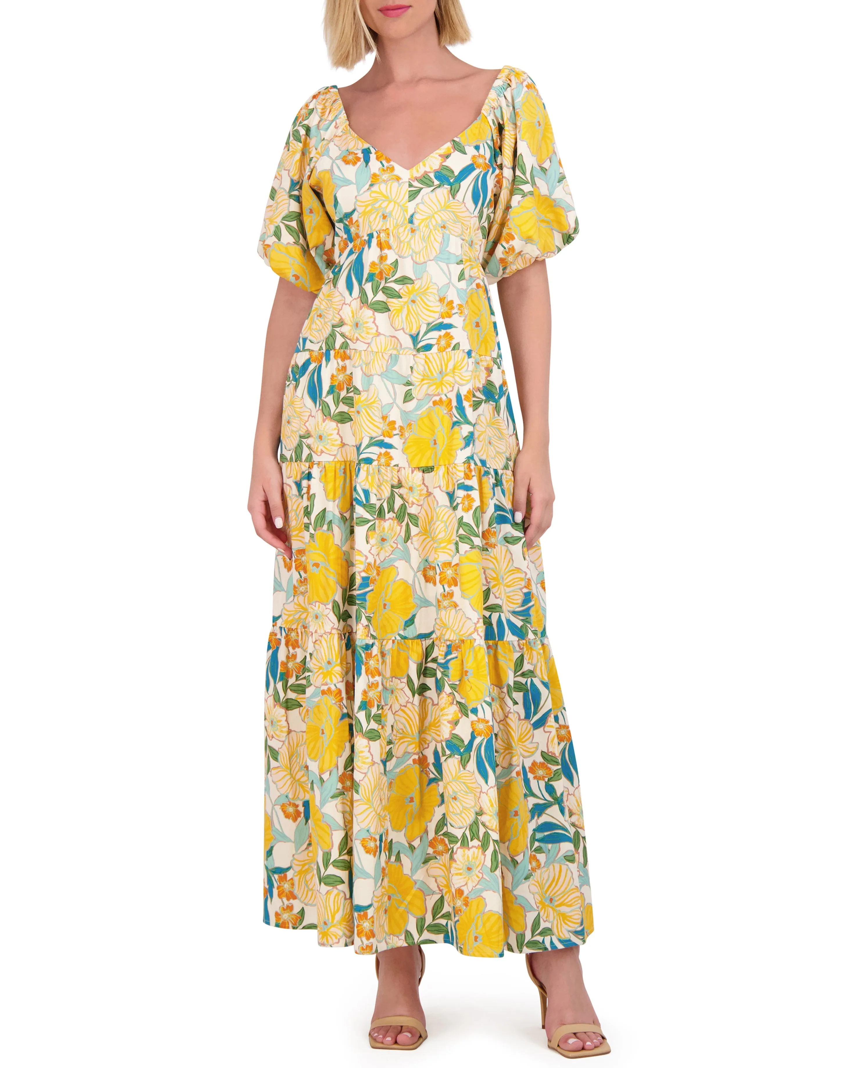 Floral-Print Open-Back Maxi Dress