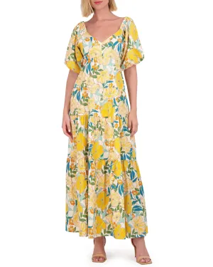 Floral-Print Open-Back Maxi Dress