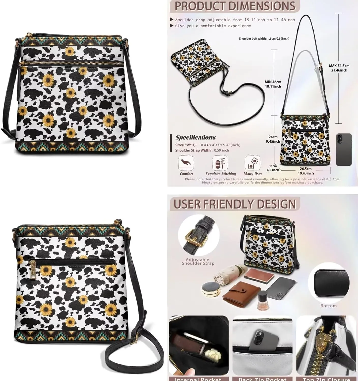 FOR U DESIGNS Hobo Bags for Women Satchel Purses and Handbags Leather Crossbody Purse and Wallet Set