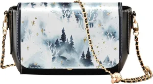 Forest Christmas Winter Snow Women Leather Shoulder Bag Waterproof Crossbody Bags for Women Satchel with Chain Strap