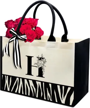 FOURTH WING Initial Canvas Tote Bag,Personalized Gifts Tote Bags for Women Moms,Teachers,Friends,Birthdays,Beaches,Wedding