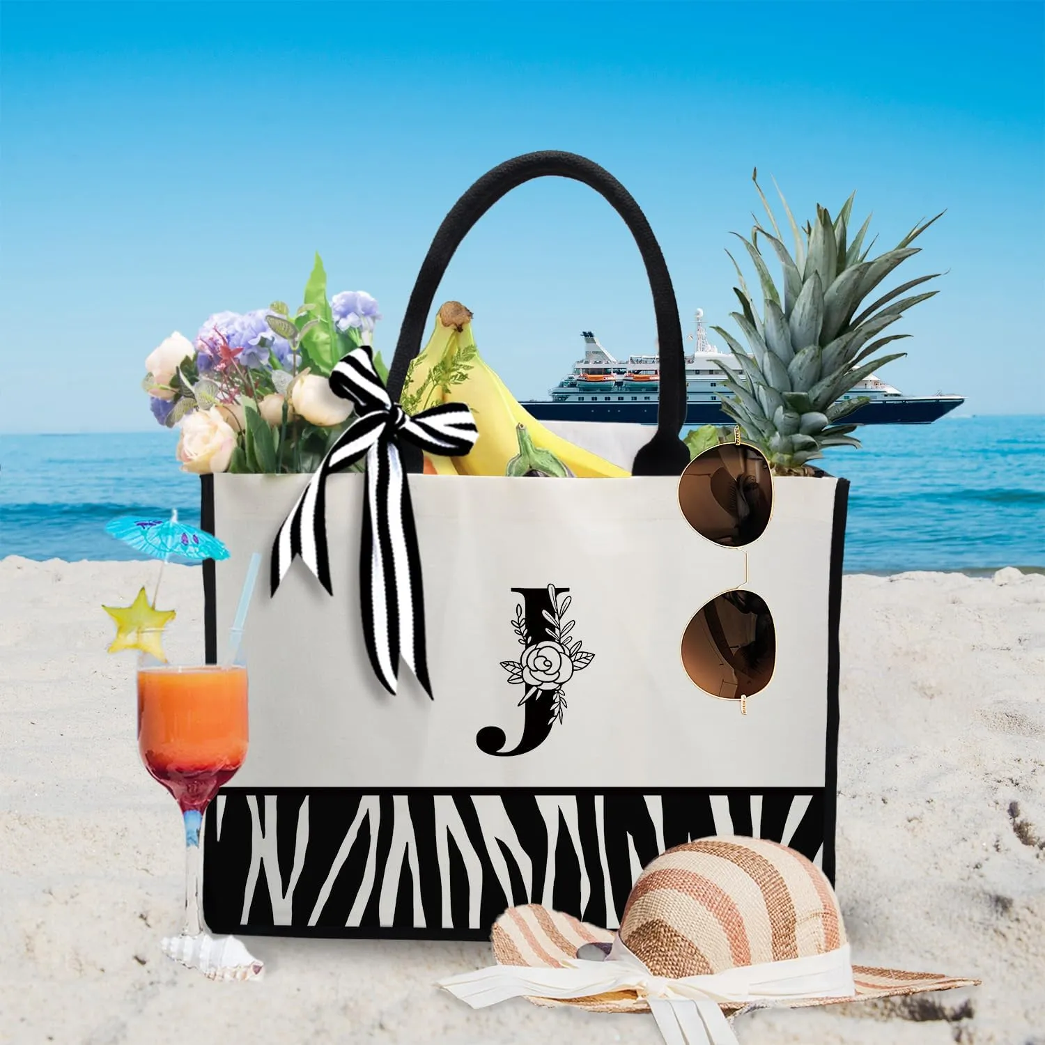 FOURTH WING Initial Canvas Tote Bag,Personalized Gifts Tote Bags for Women Moms,Teachers,Friends,Birthdays,Beaches,Wedding
