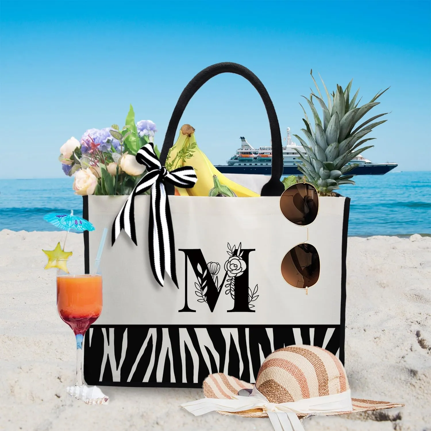 FOURTH WING Initial Canvas Tote Bag,Personalized Gifts Tote Bags for Women Moms,Teachers,Friends,Birthdays,Beaches,Wedding