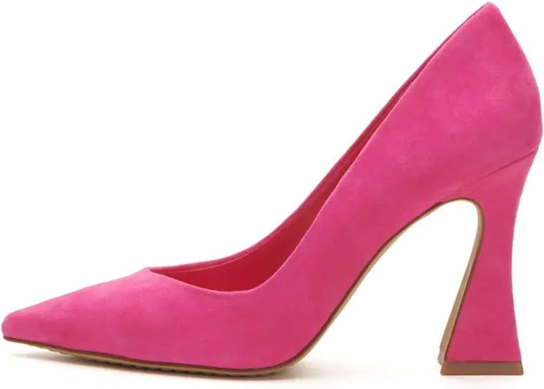 FOWT Women Pointed Toe Slip on Pumps Chunky Block High Heels All Season Formal Wear Office Party Prom Shoes Size 4-15 US