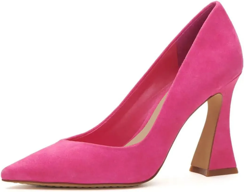 FOWT Women Pointed Toe Slip on Pumps Chunky Block High Heels All Season Formal Wear Office Party Prom Shoes Size 4-15 US