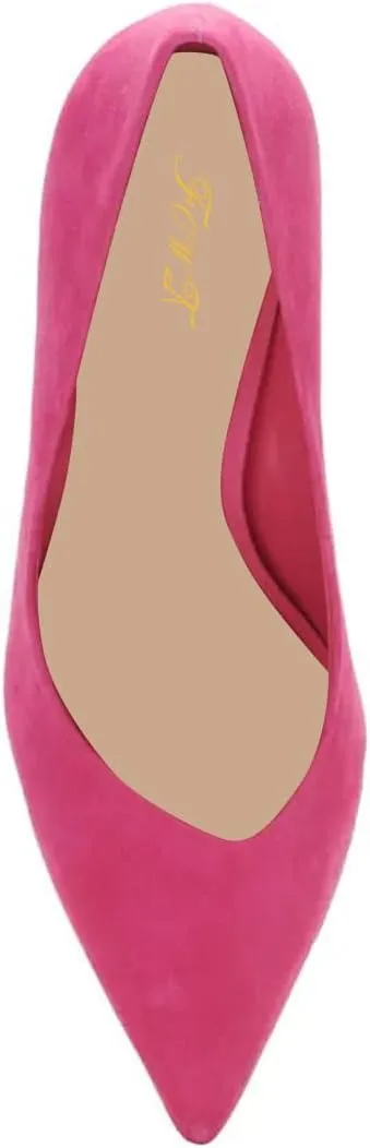 FOWT Women Pointed Toe Slip on Pumps Chunky Block High Heels All Season Formal Wear Office Party Prom Shoes Size 4-15 US
