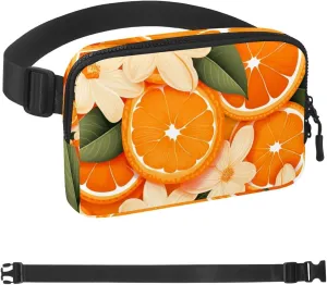 Fresh Oranges Fanny Packs for Women Men, Crossbody Belt Bag with Zipper Pockets,Waterproof Waist Packs with Adjustable Strap for Workout Running Traveling Hiking