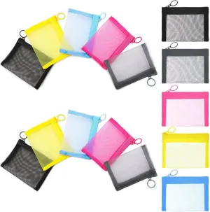 Frienda 15 Pcs Small Zipper Pouch Mini Mesh Pouch with Zipper 4 x 5 Inches in 5 Colors Mesh Bags for Makeup Cosmetics Travel Accessories and Office Supplies Storage