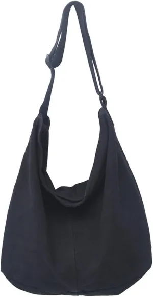 GAXOS Aesthetic Cute Messenger Bag for School Vintage Black Canvas Crossbody for Women Shoulder Laptop Bag