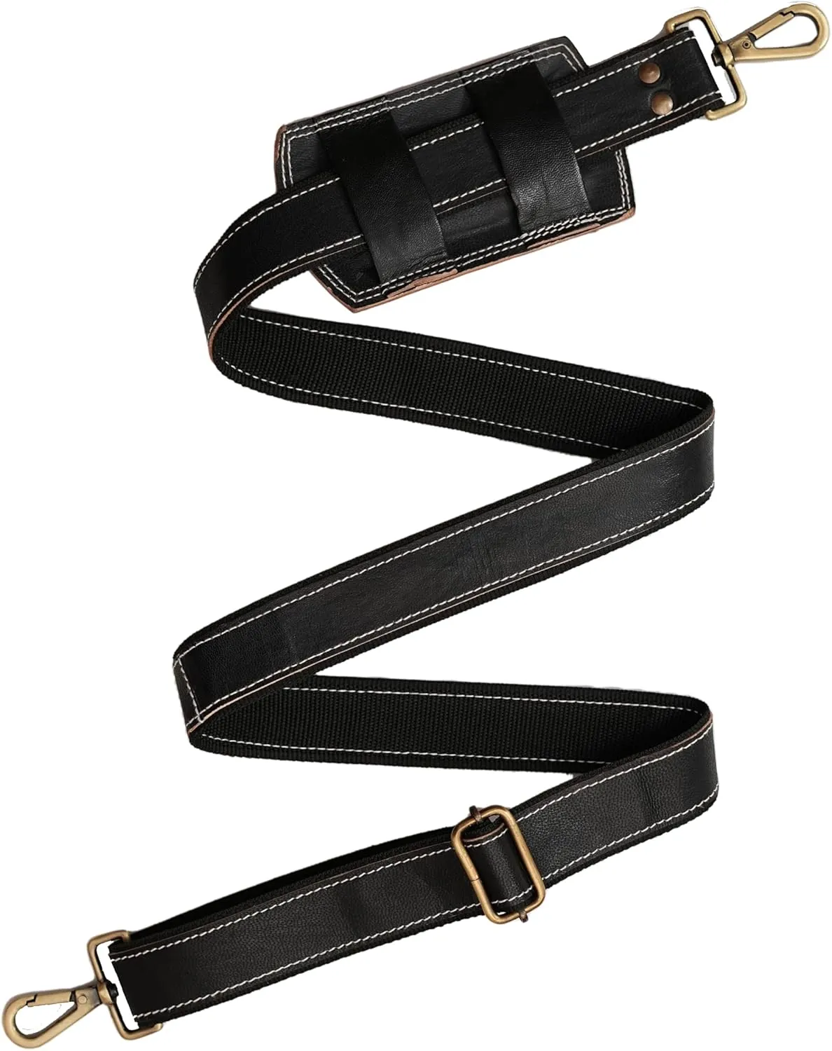 Genuine Leather Bag Strap  Adjustable 60 Inch Full Grain Crossbody Replacement Strap for Handbags, Purses, Shoulder Bags  Heavy Duty Black Leather Strap with Gold Hardware