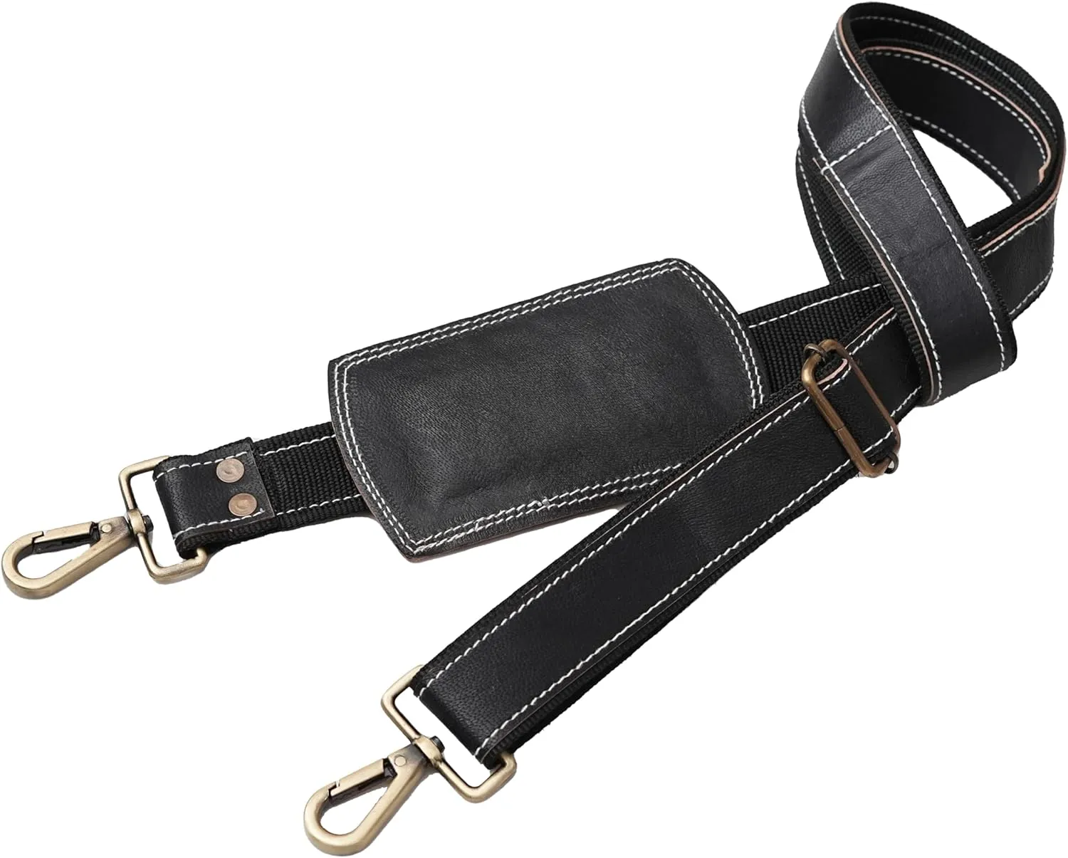 Genuine Leather Bag Strap  Adjustable 60 Inch Full Grain Crossbody Replacement Strap for Handbags, Purses, Shoulder Bags  Heavy Duty Black Leather Strap with Gold Hardware
