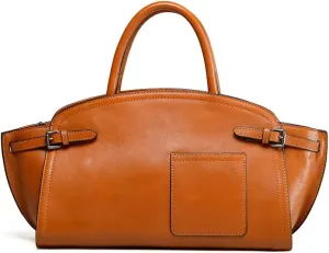 Genuine Leather Handbags For Women Crossbody Purse Vintage Hobo Bags Top Handle Bags Brown