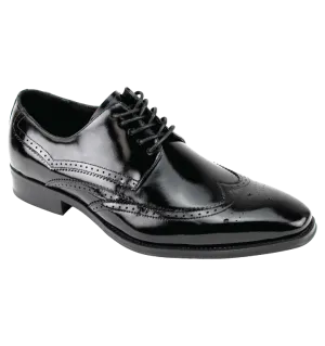 Giovanni Black wingtips lace-up men's dress shoes Italian style genuine leather