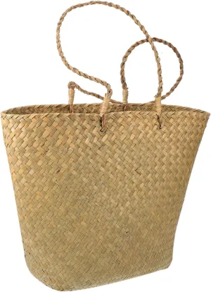 GLEAVI Fashionable Woven Tote Bag Bag Simple Summer Tote Handbag Seaweed Craft for Travel Parties