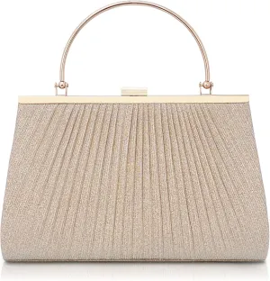 Glitter Evening Bag Female Pleated Purse Bag for Bridal Wedding Party Crossbody Clutch Bags