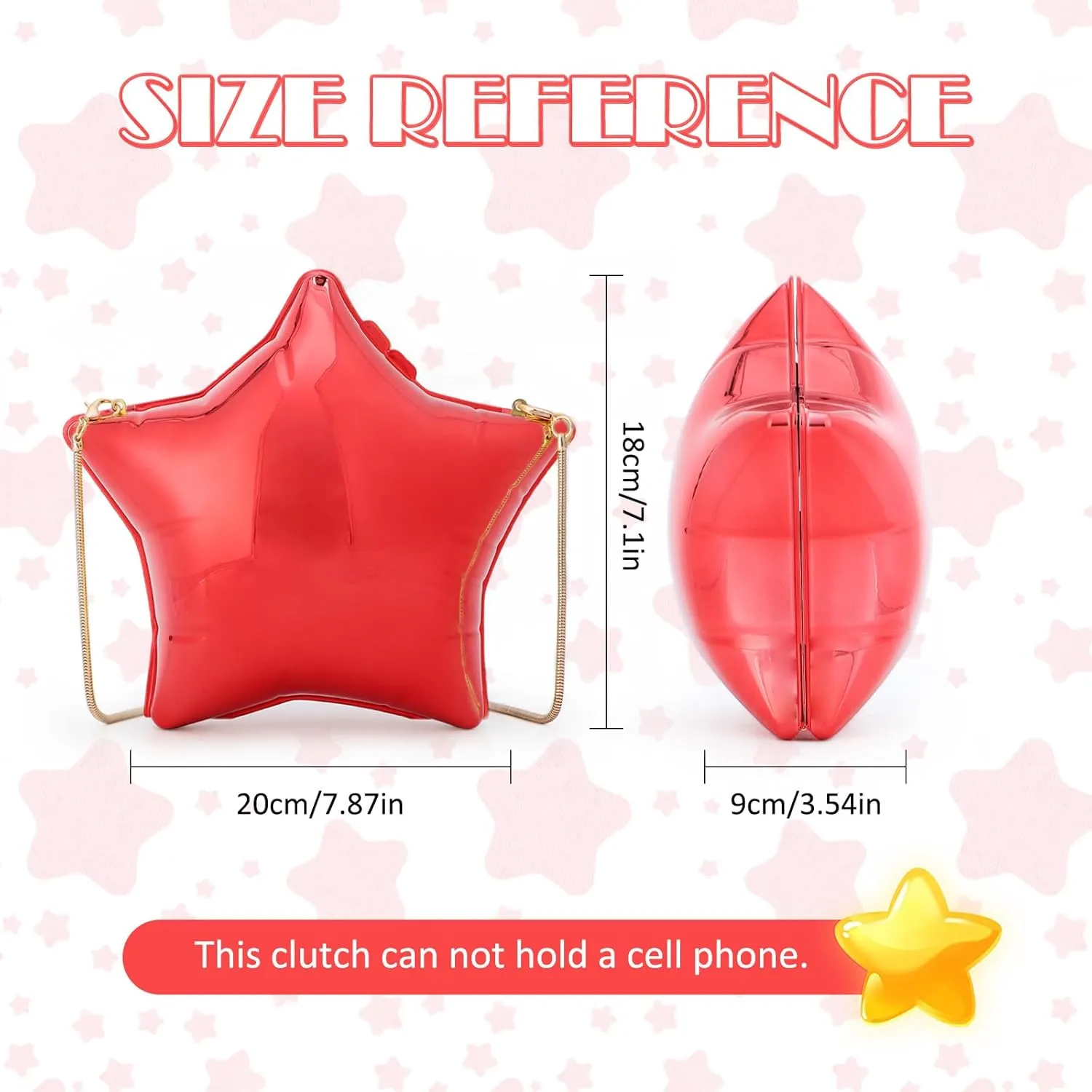 GOKTOW Acrylic Clutch Purse Star Shape Metallic Unique Evening Handbag Crossbody Bag for Women Party