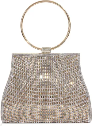 Gold Clutch Purses for Women Evening Bags, Rhinestone Prom Wedding Guest Purse Women's Evening Handbags Glitter Shoulder Bags
