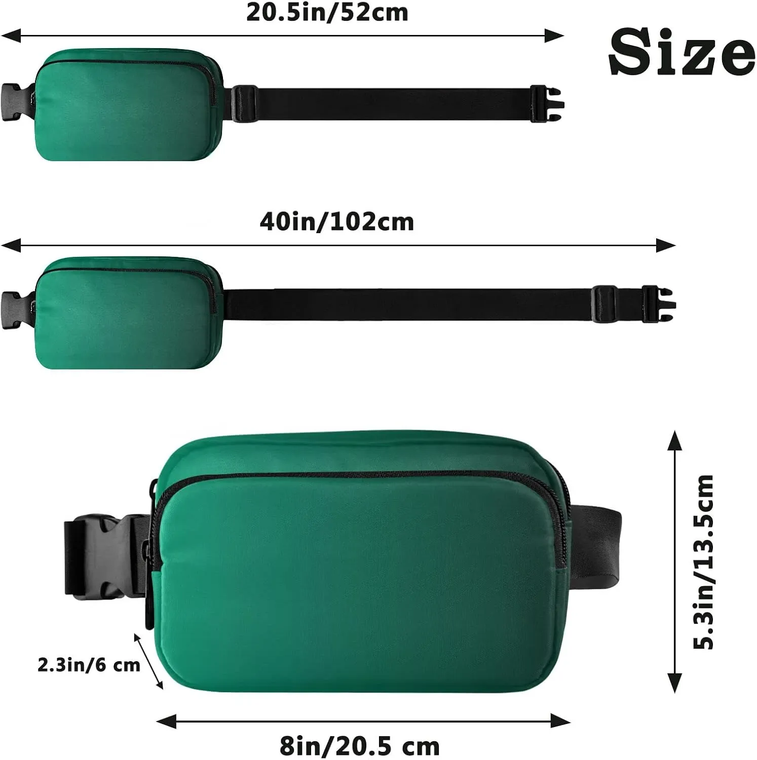Green Gradient Fanny Pack for Women Men Belt Bag Crossbody Waist Pouch Waterproof Everywhere Purse Fashion Sling Bag for Running Hiking Workout Walking Travel