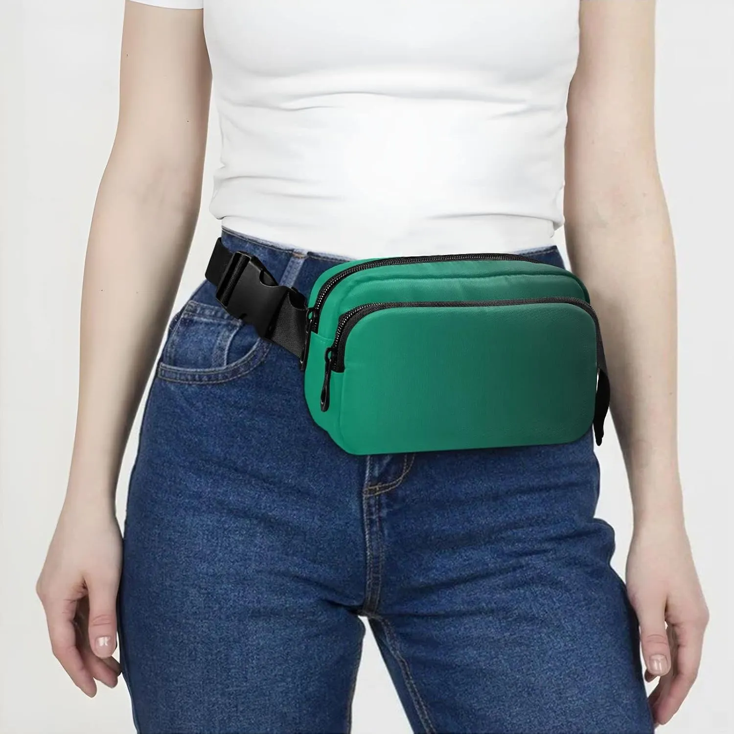 Green Gradient Fanny Pack for Women Men Belt Bag Crossbody Waist Pouch Waterproof Everywhere Purse Fashion Sling Bag for Running Hiking Workout Walking Travel