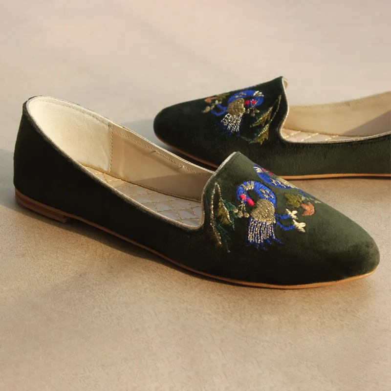 Green Peacock Casual Pumps