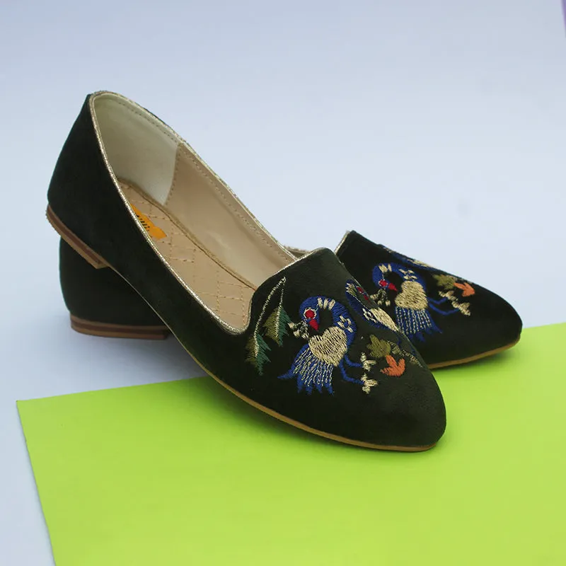Green Peacock Casual Pumps