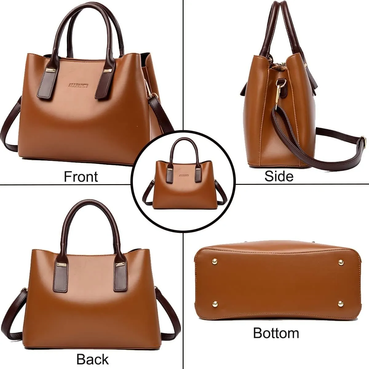 Handbags and Purses for Women PU Leather Satchels Fashion Shoulder Bags Simple Totes Top-Handle Crossbody Bags Grey