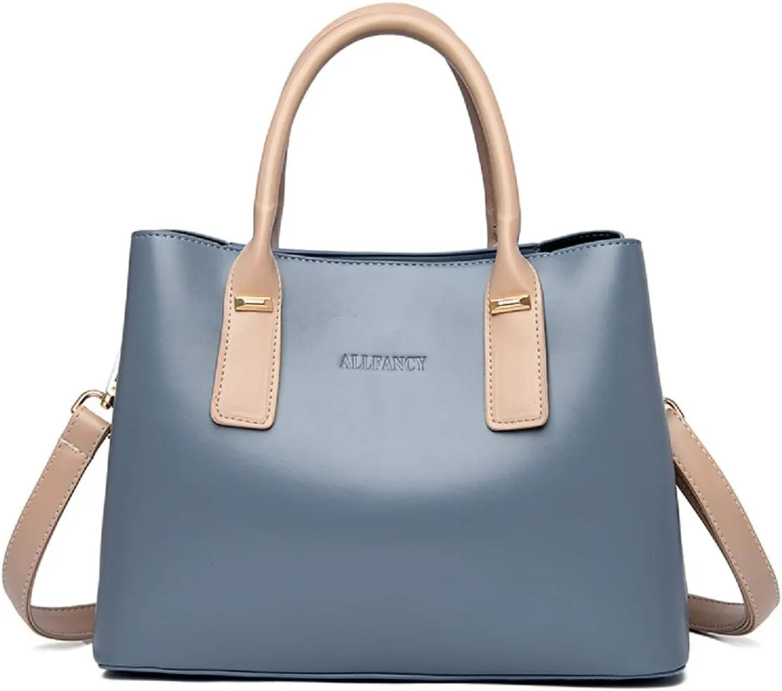Handbags and Purses for Women PU Leather Satchels Fashion Shoulder Bags Simple Totes Top-Handle Crossbody Bags Grey