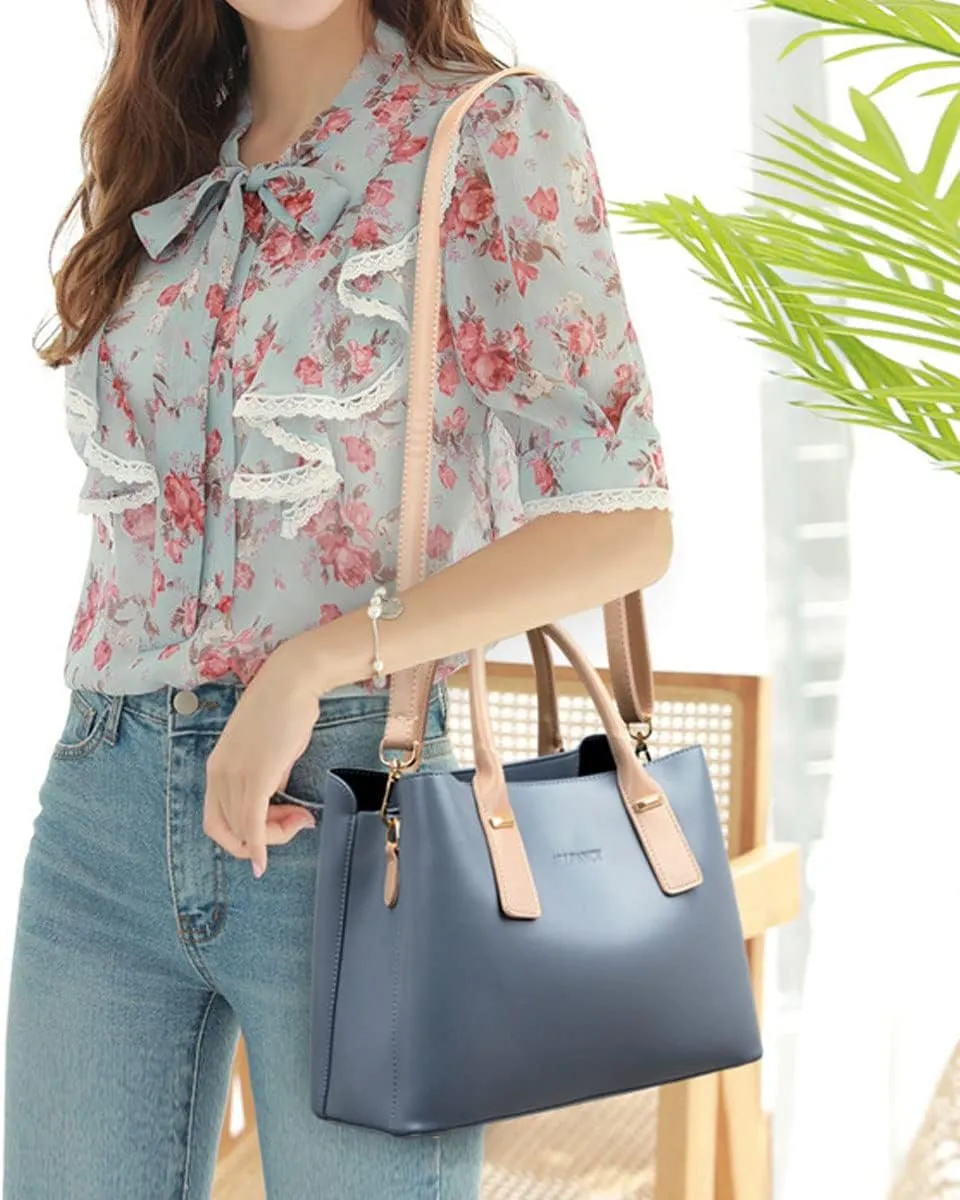 Handbags and Purses for Women PU Leather Satchels Fashion Shoulder Bags Simple Totes Top-Handle Crossbody Bags Grey