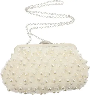 Handmade Pearl Evening Clutch Bag Women's Fashion Clutch Purse Luxury Small Handbag for Party Prom Wedding
