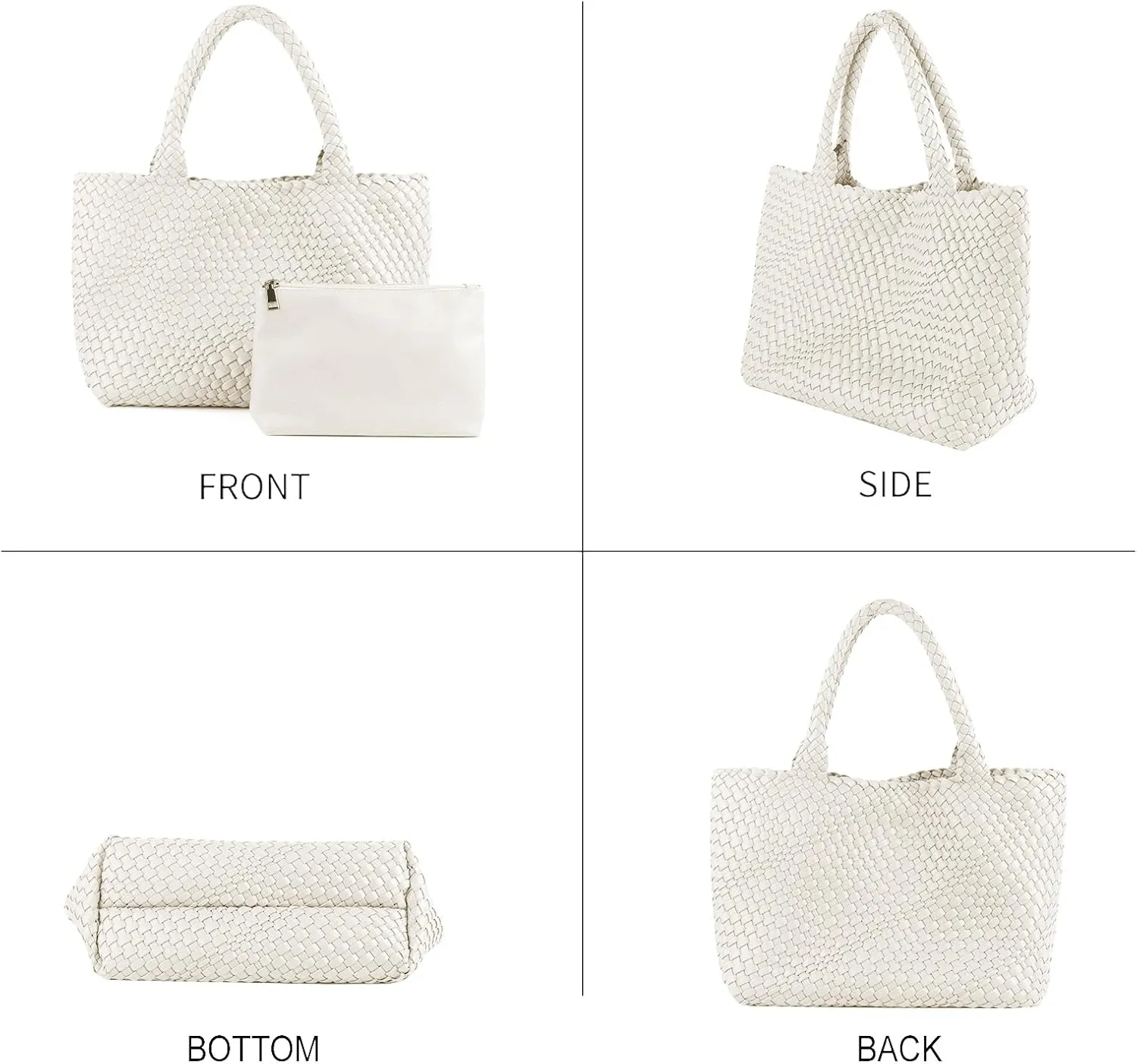 Handmade Woven Bag Satchel Handbag For Women Vegan Leather Tote Bag With Purses Travel Shoulder Bag Underarm Bag