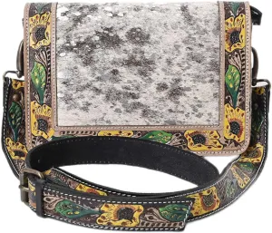Hantooled Womens Leather Leopard Clutch Shoulder Cross body Fur HandBags Ethnic Customs Leather Purse Classic Bag