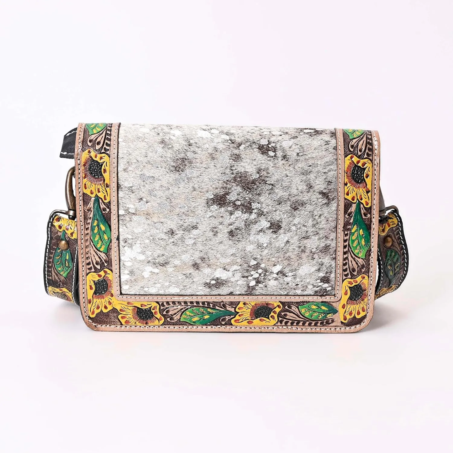 Hantooled Womens Leather Leopard Clutch Shoulder Cross body Fur HandBags Ethnic Customs Leather Purse Classic Bag