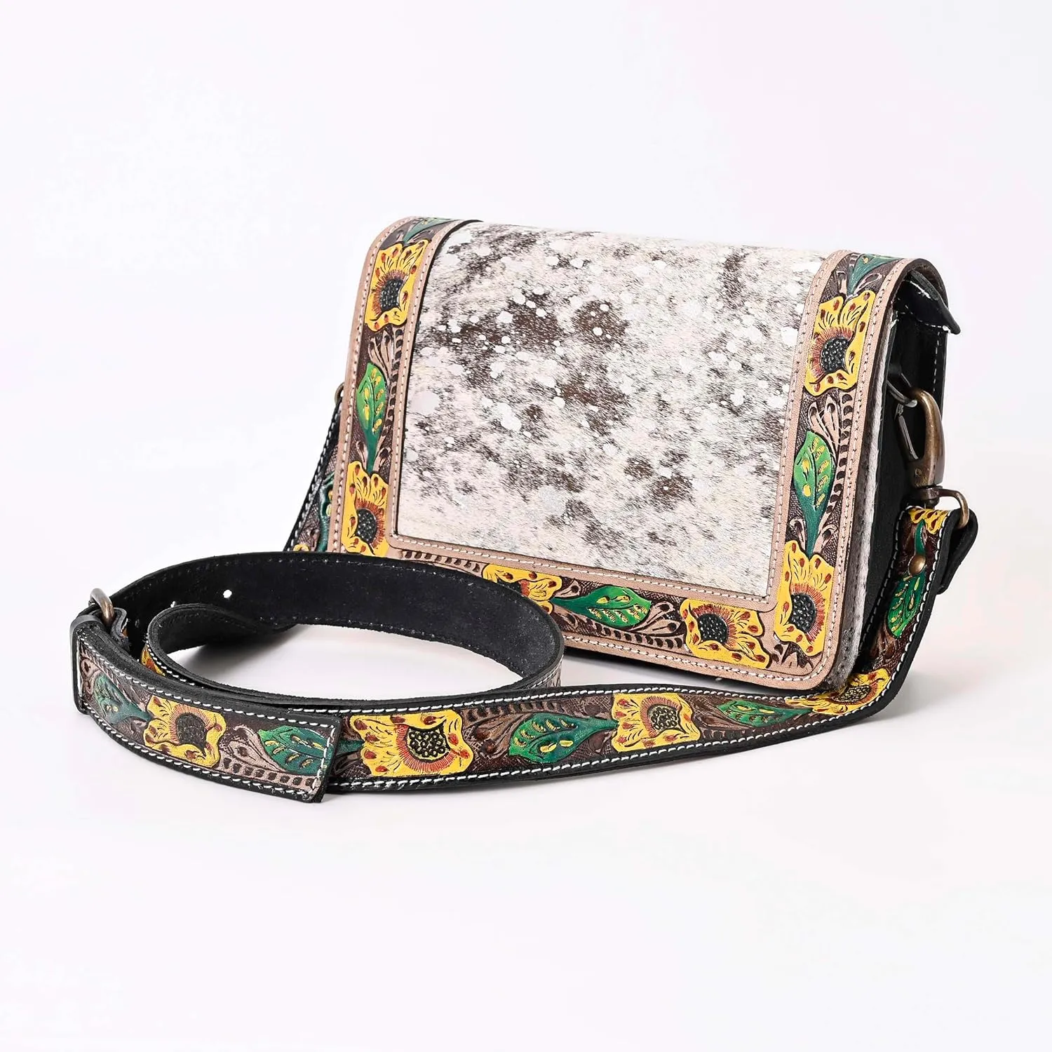 Hantooled Womens Leather Leopard Clutch Shoulder Cross body Fur HandBags Ethnic Customs Leather Purse Classic Bag