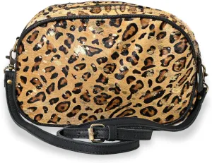 Hantooled Womens Leather Leopard Clutch Shoulder Cross body Fur HandBags Ethnic Customs Leather Purse Classic Bag