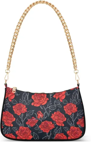 Hobo Bags for Women Floral Rose Tote Purses Small Handbags with Chain 20855005