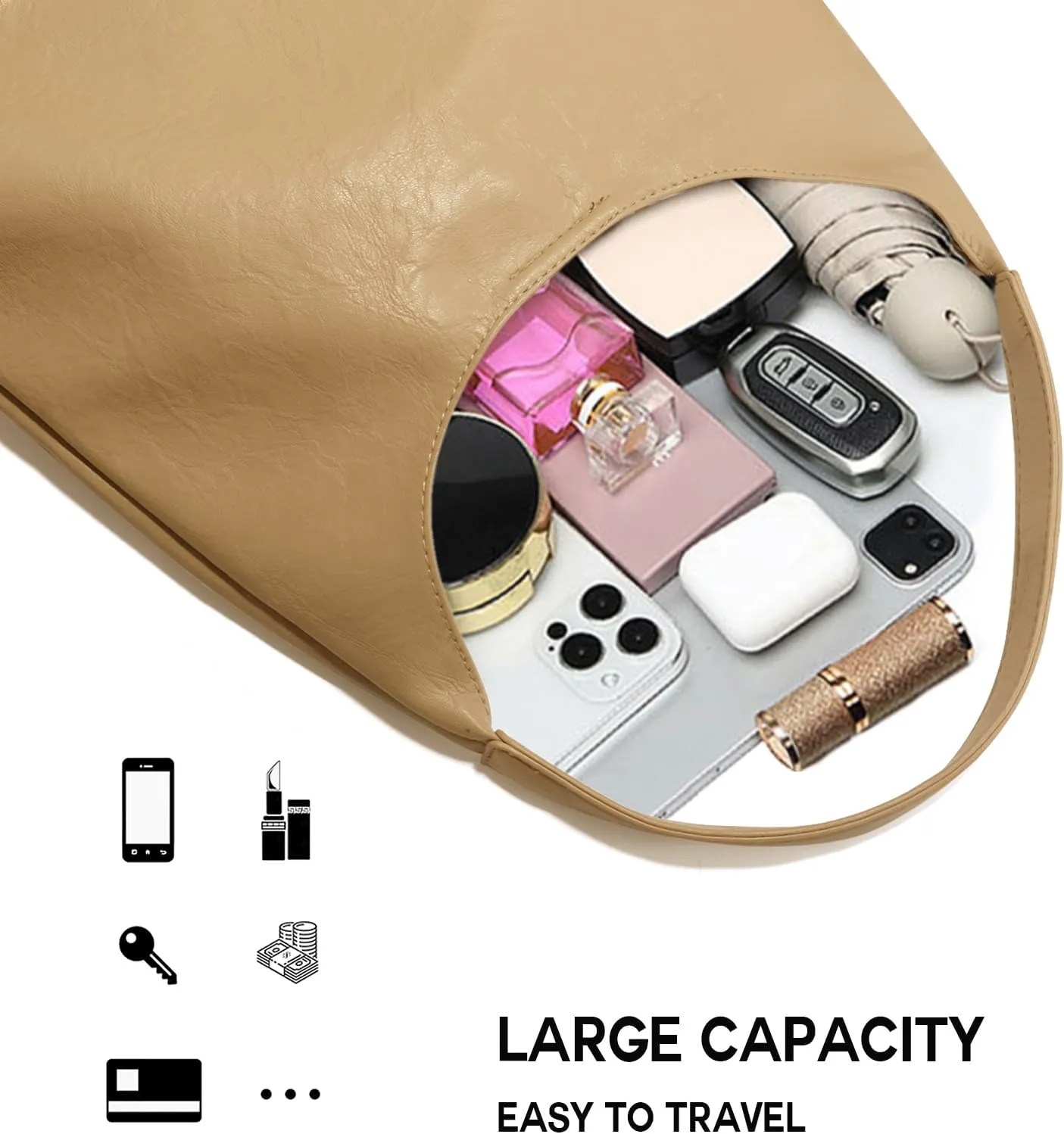 Hobo Tote Bag for Women Slouchy Bags with Small Purse, Designer Handbags for Women Large Capacity Shoulder Bag