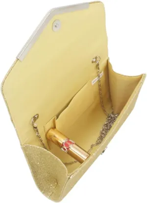 Homoyoyo Golden Evening Clutch Bag for Women Capacity Handbag with Unique Glitter Design for Weddings Parties and Special Occasions Fashionable Purse with Chain Strap