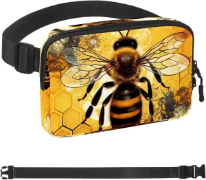 honeybee Fanny Packs for Women Men, Crossbody Belt Bag with Zipper Pockets,Waterproof Waist Packs with Adjustable Strap for Workout Running Traveling Hiking