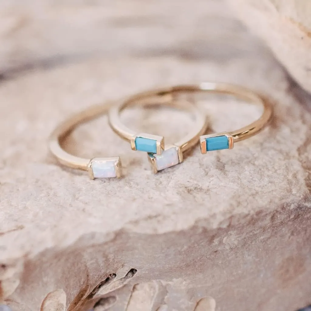 Honeycat Tiny Birthstone Baguette Ring in Gold, Rose Gold, or Silver | Minimalist, Delicate Jewelry