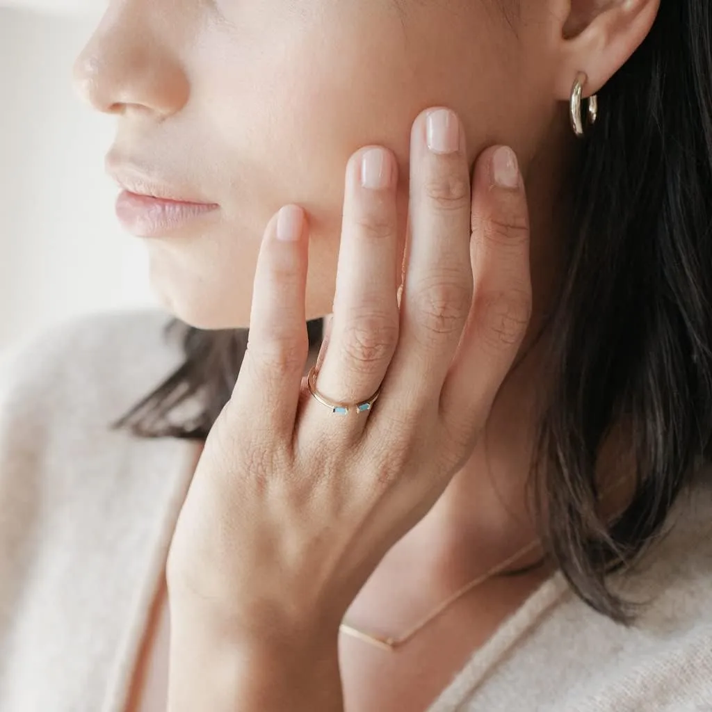 Honeycat Tiny Birthstone Baguette Ring in Gold, Rose Gold, or Silver | Minimalist, Delicate Jewelry