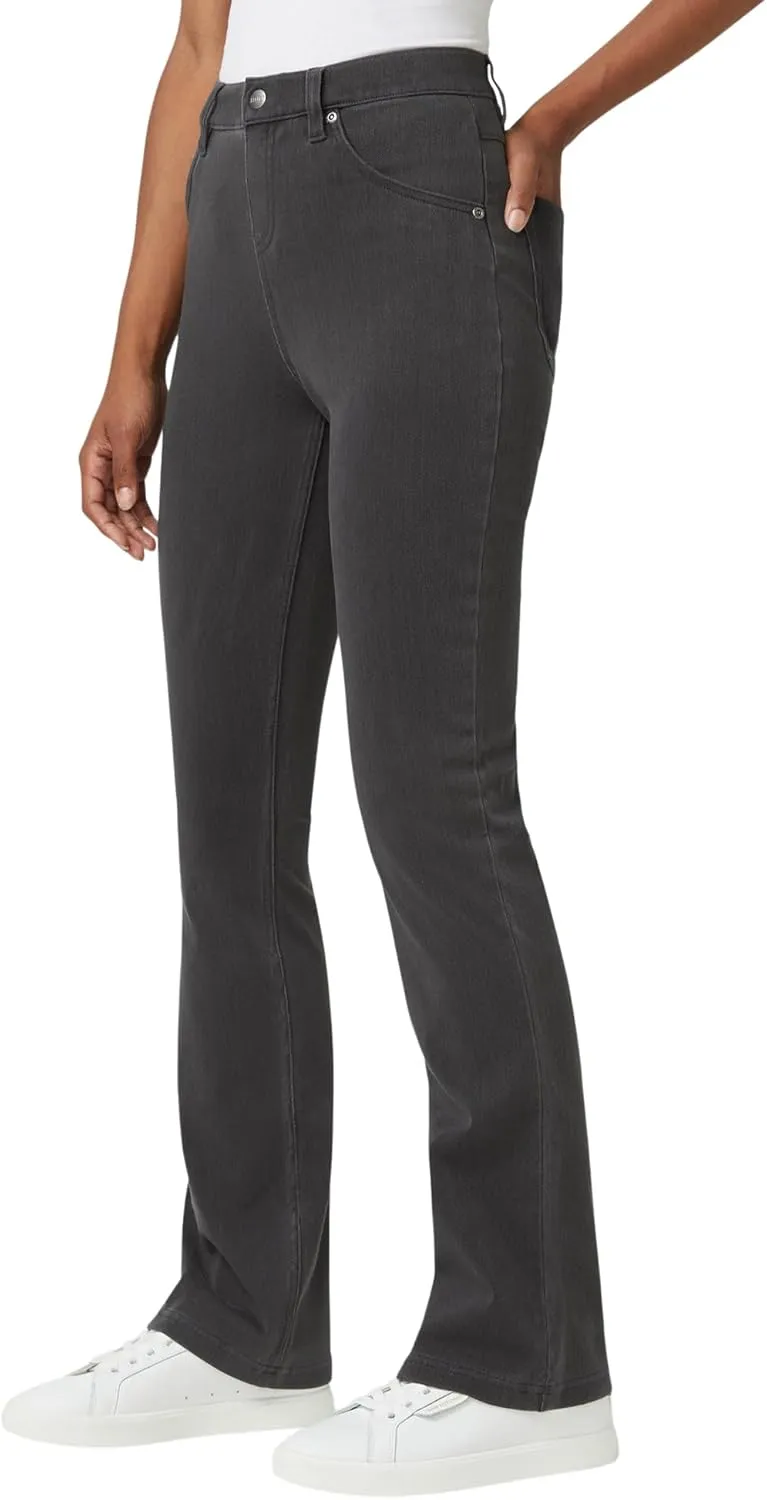 HUE Women's Ultra Soft High Waist Denim Baby Bootcut Leggings