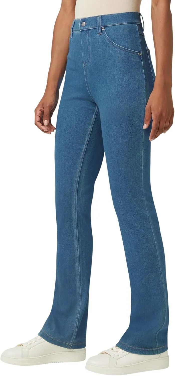 HUE Women's Ultra Soft High Waist Denim Baby Bootcut Leggings
