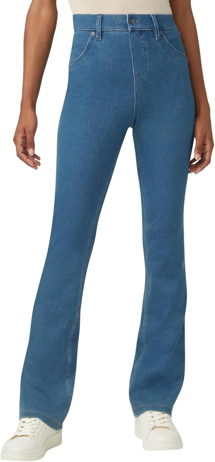 HUE Women's Ultra Soft High Waist Denim Baby Bootcut Leggings