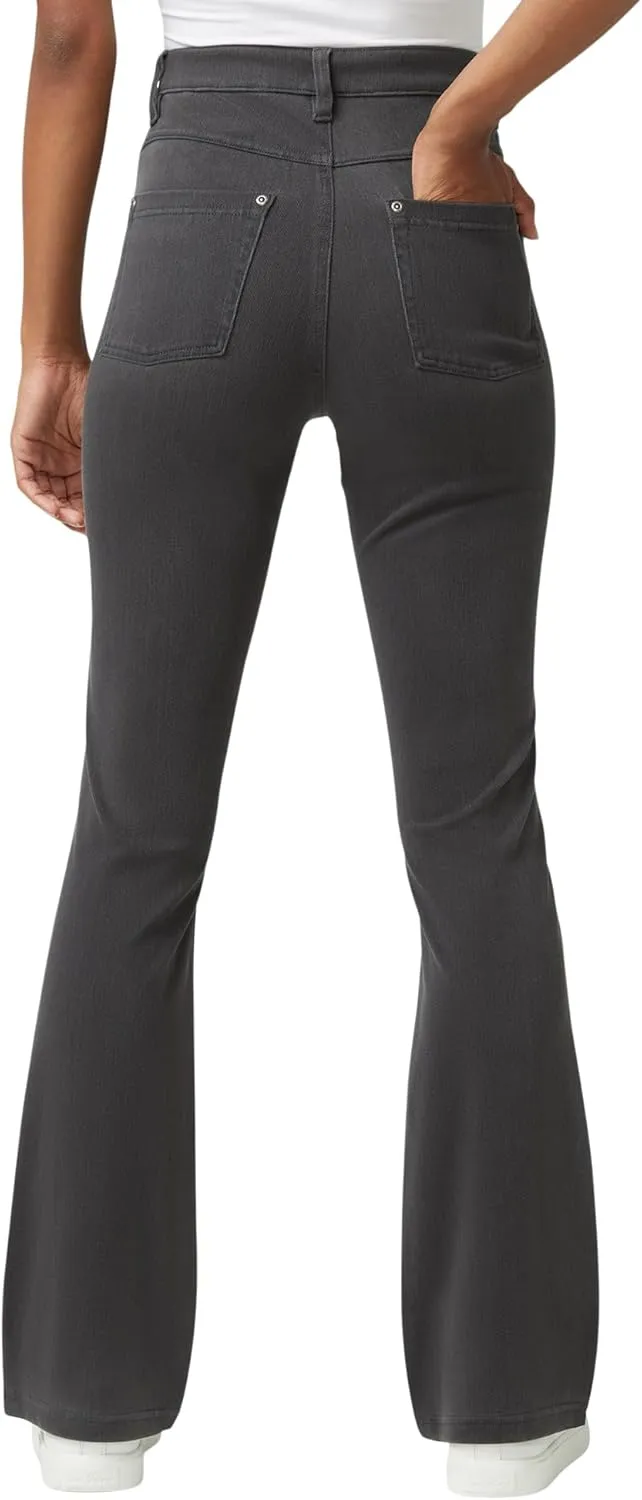 HUE Women's Ultra Soft High Waist Denim Baby Bootcut Leggings