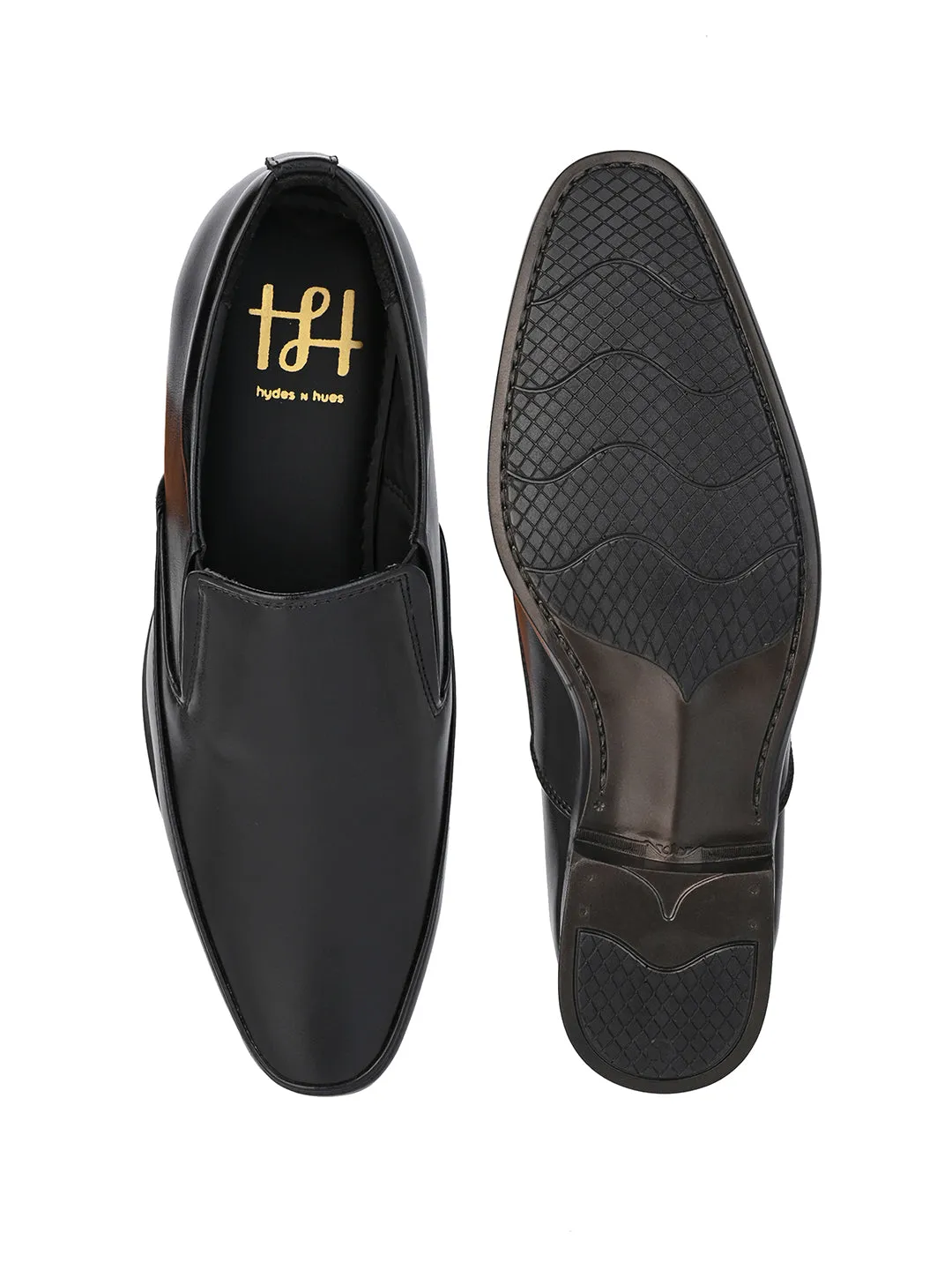 Hydes N Hues Men Black Comfort Formal Slip-Ons