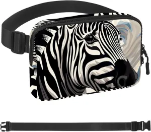 Ink-dyed Zebra Fanny Packs for Women Men, Crossbody Belt Bag with Zipper Pockets,Waterproof Waist Packs with Adjustable Strap for Workout Running Traveling Hiking