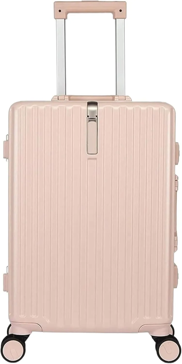 IRYZE Lightweight Suitcase Lightweight And Tough Cabin Suitcase Lightweight ABS Carry-on Hand Luggage 4 Spinner Carry on Luggage (Color : Pink, Size : 26 inches)
