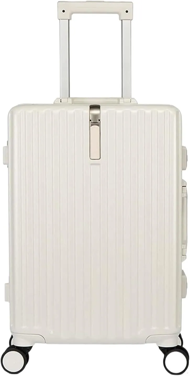 IRYZE Lightweight Suitcase Lightweight And Tough Cabin Suitcase Lightweight ABS Carry-on Hand Luggage 4 Spinner Carry on Luggage (Color : White, Size : 26 inches)
