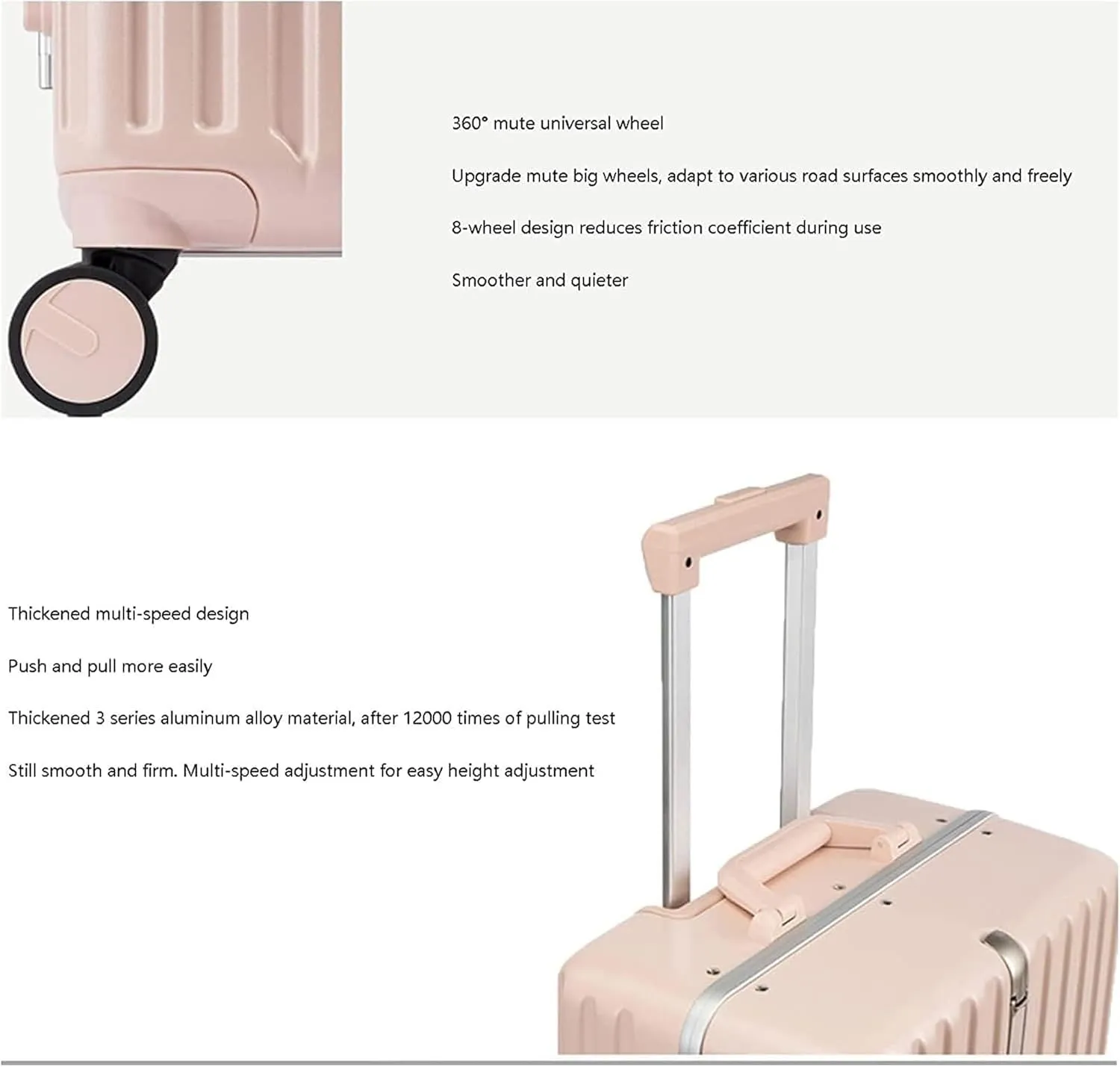 IRYZE Lightweight Suitcase Lightweight And Tough Cabin Suitcase Lightweight ABS Carry-on Hand Luggage 4 Spinner Carry on Luggage (Color : White, Size : 26 inches)