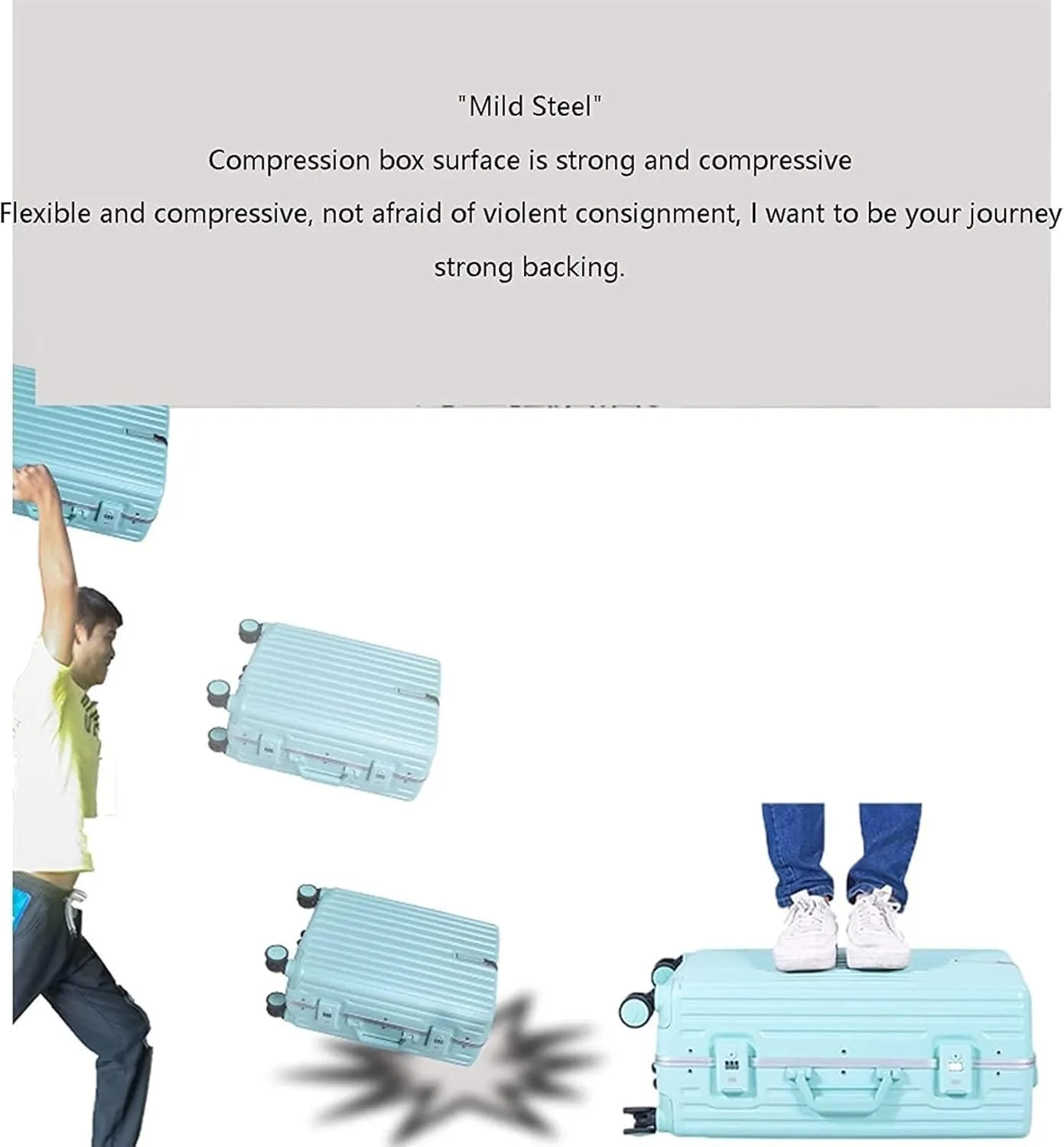 IRYZE Lightweight Suitcase Lightweight And Tough Cabin Suitcase Lightweight ABS Carry-on Hand Luggage 4 Spinner Carry on Luggage (Color : White, Size : 26 inches)